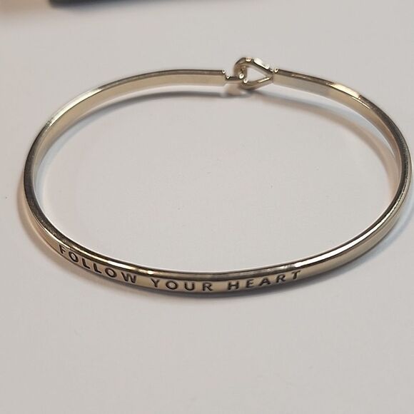 Follow Your Heart Gold Tone Bangle Bracelet - Picture 2 of 4